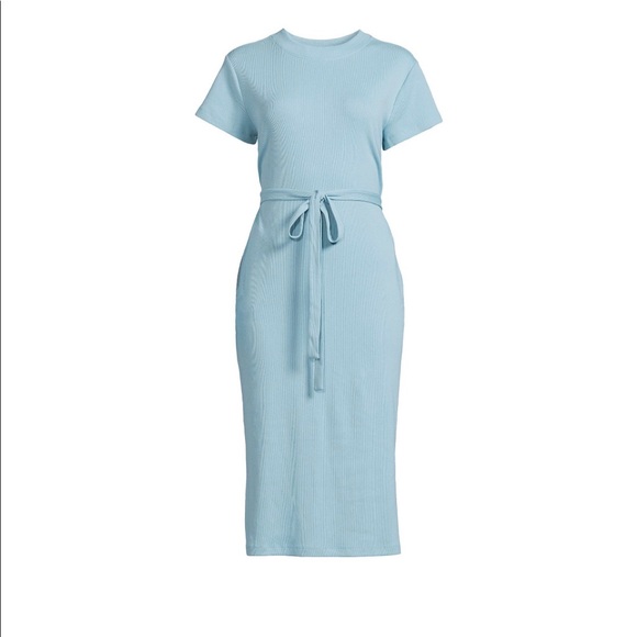 Time and Tru Womens Knitted Midi Dress Size Small 4-6 Blue Short Sleeves New - Picture 2 of 5